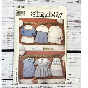 Vintage 1987 Simplicity Girls Dress Pattern Size 4